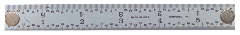 #502-018MG - 18'' Long - 5R Graduation - 1-1/8'' Wide - Rigid Magnet Rule - Apex Tool & Supply