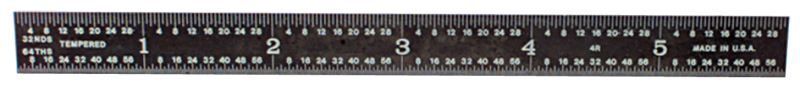 #162-024EZ - 24'' Long - 16R Graduation - 1-1/8'' Wide - E-Z Read Black Chrome Rigid Scale - Apex Tool & Supply