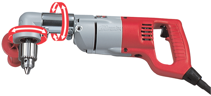 #3107-6 - 7.0 No Load Amps - 0 - 500 RPM - 1/2'' Keyed Chuck - Right Angle Drill Kit - Apex Tool & Supply