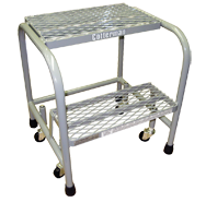 Model 1000; 6 Steps; 24 x 46'' Base Size - Steel Mobile Platform Ladder - Apex Tool & Supply