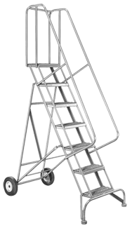Model 6500; 6 Steps; 30 x 53'' Base Size - Roll-N-Fold Ladder - Apex Tool & Supply