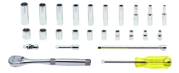 Proto® 1/4" Drive 25 Piece Socket, Combination Set - 6 Point - Apex Tool & Supply