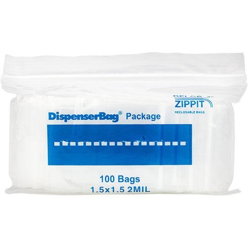 1.5″ × 1.5″ 2-MIL Clear Reloc Zippit Zipper Bags, Sold per Case of 1000 (10 boxes of 100 per case)