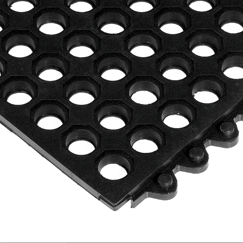 24 / Seven Floor Mat - 3' x 3' x 5/8" Thick (Black Drainage All Purpose) - Apex Tool & Supply