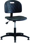 Polyurethane Stool - Standard Glides, Casters Optional, Pneumatic Hht Adj, Contoured Waterfall Seat, Adj Contoured Backrest, Black Reinforced ABS Base, Desk Hgt 16.5"-21.5" - Apex Tool & Supply