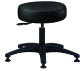 Heavy-Duty NaughaSoft Vinyl Stool - 16 x 4" Round Seat, Backless, Pneumatic Seat Hgt Adj, Standard Glides --Black -- Desk height 16.5"-21.5" - Apex Tool & Supply