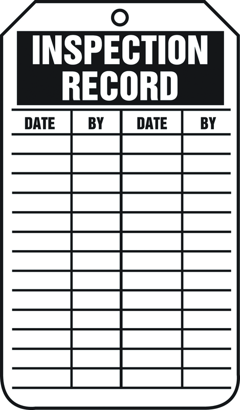 Inspection Record Tag, Inspection Record, 25/Pk, Plastic - Apex Tool & Supply