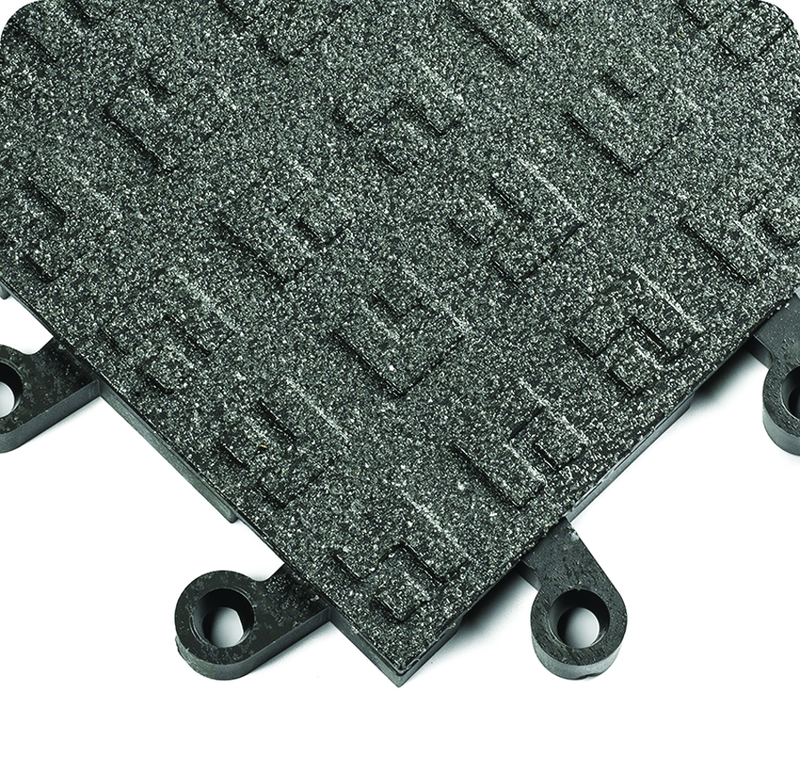 ErgoDeck Heavy Duty Tiles Solid with GritShield 18" x 18" x 7/8" Thick - Black - Apex Tool & Supply