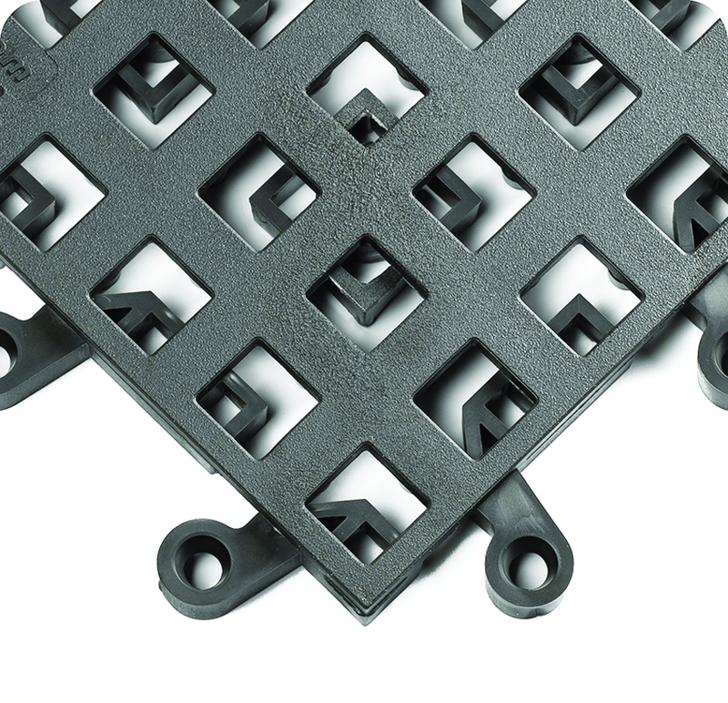 ErgoDeck General Puppose Open Egronomic Tiles 18" x 18" x 7/8" Thick (Charcoal) - Apex Tool & Supply