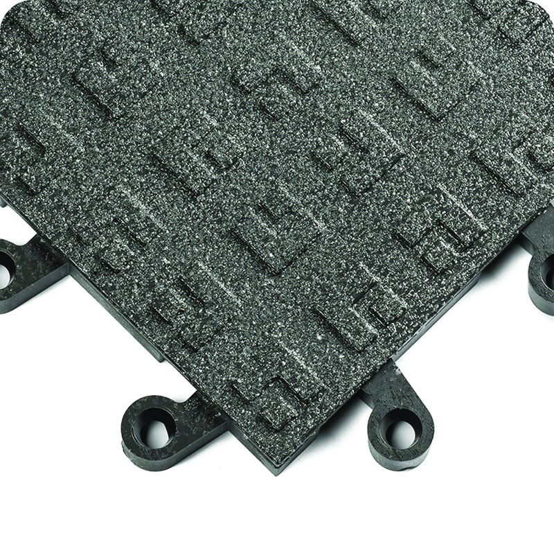 ErgoDeck General Puppose Solid w/ GritShield Egronomic Tiles 18" x 18" x 7/8" Thick (Black) - Apex Tool & Supply