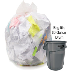60 gal, 1.35 mil, Natural, 38″ × 58″ - Case of 100, Revolution Bag Hercules Recycled Low Density Can liners - Apex Tool & Supply