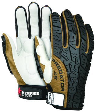Predator Foam Padded Cow Grain Leather Palm, Tire Tread TPR Coating Gloves - Size X-Large - Apex Tool & Supply