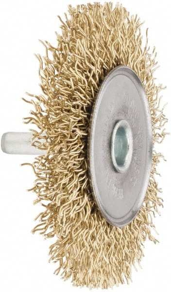 Wheel Brush: 3" Wheel Dia, 3/8" Face Width, 0.0140" Wire Dia,  Straight