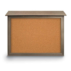 Enclosed Cork Bulletin Board: 45" Wide, 36" High, Cork, Natural Tan