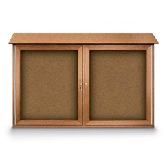 Enclosed Bulletin Board: 45" Wide, 30" High, Cork, Tan