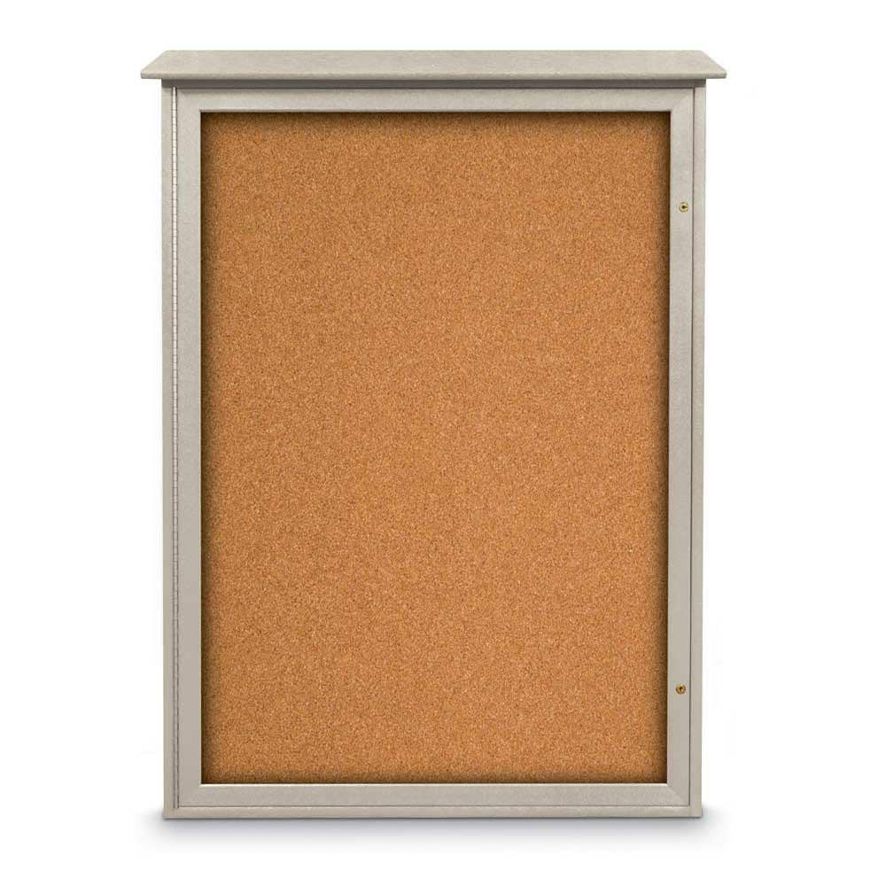 Enclosed Cork Bulletin Board: 54" Wide, 38" High, Cork, Natural Tan