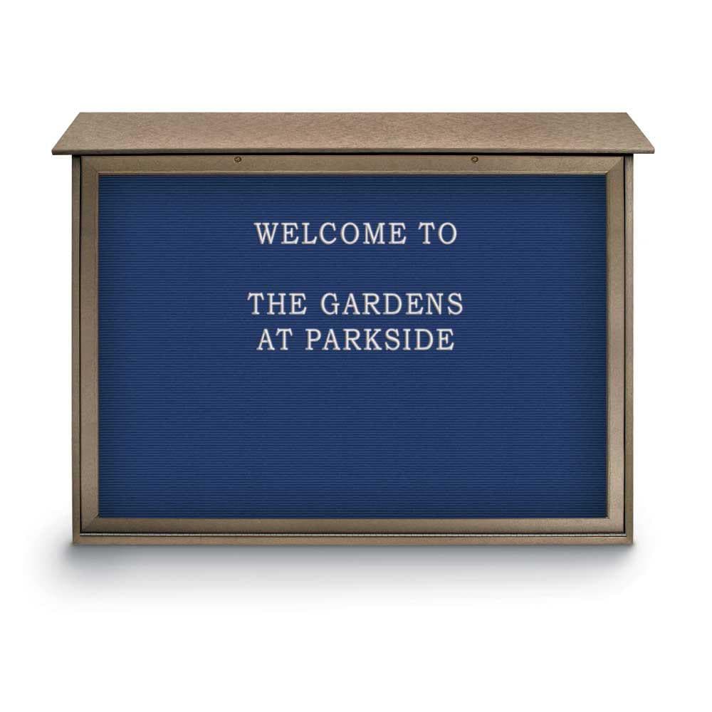 Enclosed Letter Board: 52" Wide, 40" High, Laminate, Blue