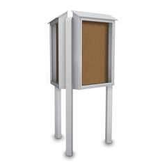 Enclosed Bulletin Board: 36" Wide, 48" High, Cork, Tan