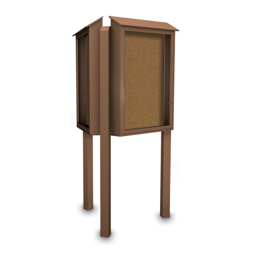 Enclosed Bulletin Board: 36" Wide, 48" High, Cork Over Fiberboard, Tan