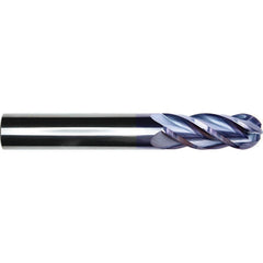 Ball End Mill: 5/8" Dia, 3/4" LOC, 4 Flute, Solid Carbide