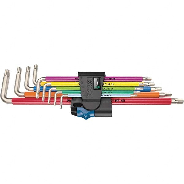 Torx Key Set: 9 Pc, L-Handle, T8 to T40