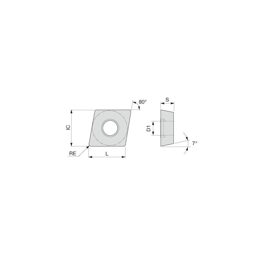 Boring Inserts; Insert Style: CCGT; Insert Size Code: 5.52.21; Insert Material: Carbide; Material Grade: M20, M30, P30, P20; Manufacturer Grade: SH725; Inscribed Circle (Inch): 11/64