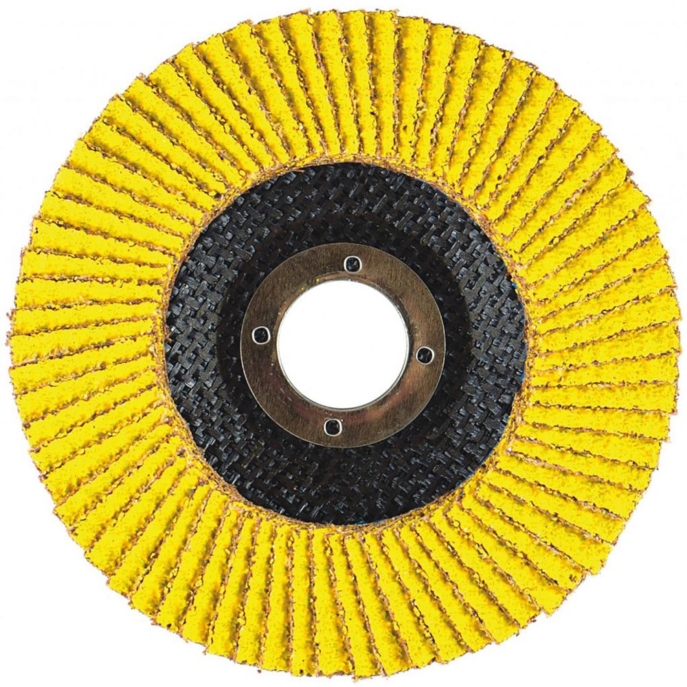Flap Disc:  5" Dia, 7/8" Hole, 50 Grit, Ceramic Alumina, Type 27