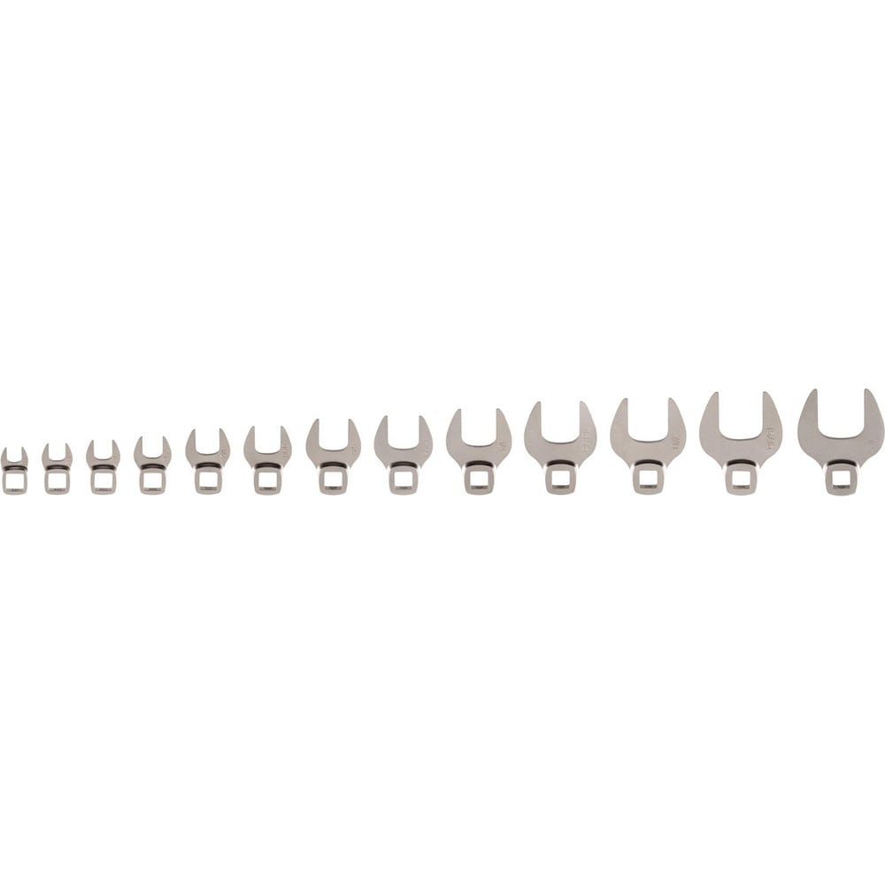 Crowfoot Wrench Sets; Set Type: Open End Crowfoot Wrench Set; Container Type: None; Drive Size: 3/8 in; Opening Shape: Rounded; Wrench Size: 5/16