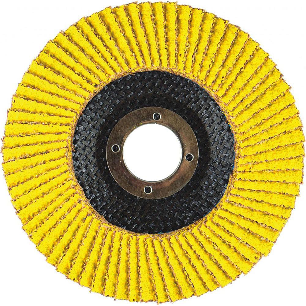 Flap Disc:  6" Dia, 7/8" Hole, 40 Grit, Zirconia Alumina, Type 29