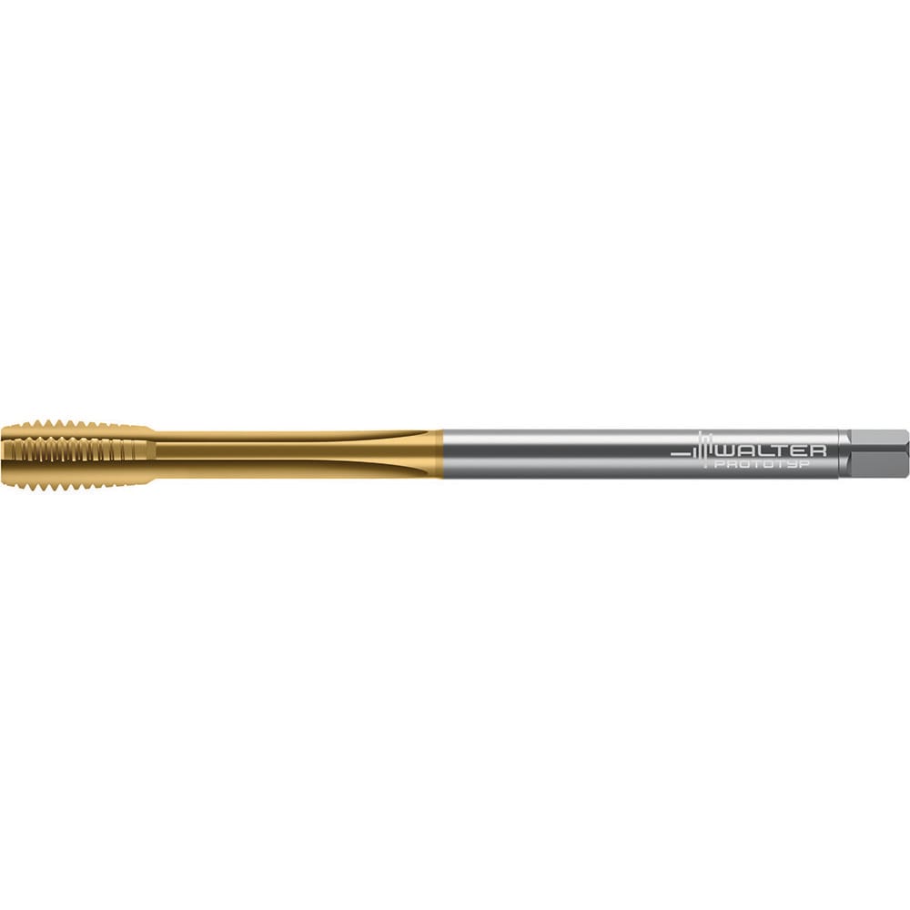 Straight Flute Tap: M22 x 2.5 M, 3 Flute, Semi-Bottoming Chamfer, 6HX Class of Fit, HSS-E, TiN Finish
