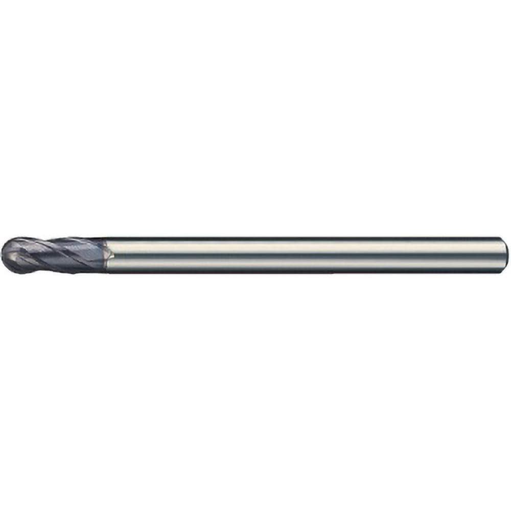 Ball End Mill: 4.00 mm Dia, 8.00 mm LOC, 4 Flute, Solid Carbide