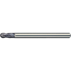 Ball End Mill: 6.00 mm Dia, 12.00 mm LOC, 4 Flute, Solid Carbide