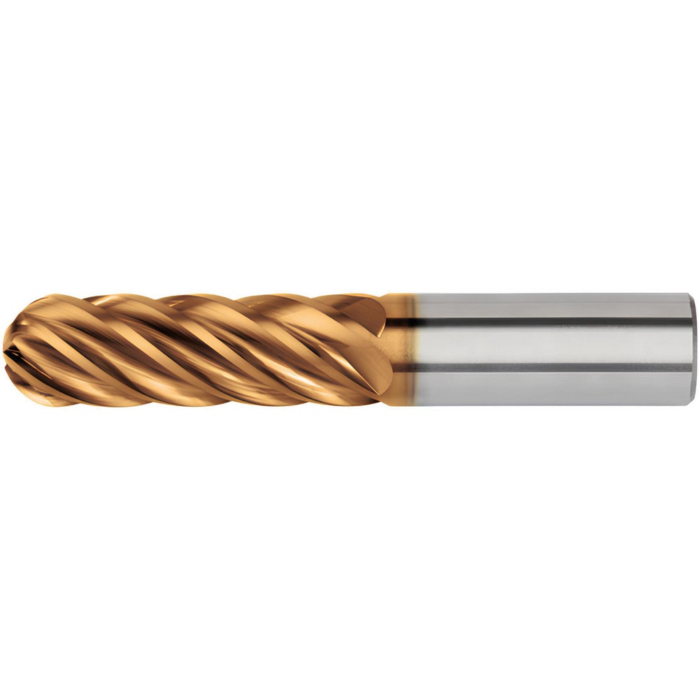 Ball End Mill: 3/4" Dia, 3" LOC, 6 Flute, Solid Carbide