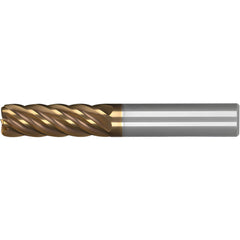 Corner Radius End Mill: 3/4" Dia, 4" LOC, 0.2500" Radius, 6 Flute, Solid Carbide