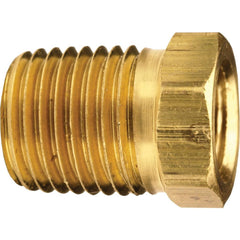 Brass & Chrome Pipe Fittings; Fitting Type: Reducer Bushing Male to Female; Fitting Size: 1/2 x 3/8; End Connections: MNPT x FNPT; Material Grade: CA360; Connection Type: Threaded; Pressure Rating (psi): 1000; Fitting Shape: Straight; Thread Standard: NPT