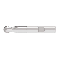 Ball End Mill: 6.00 mm Dia, 10.00 mm LOC, 2 Flute, Solid Carbide
