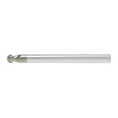 Ball End Mill: 14.00 mm Dia, 15.00 mm LOC, 2 Flute, Solid Carbide