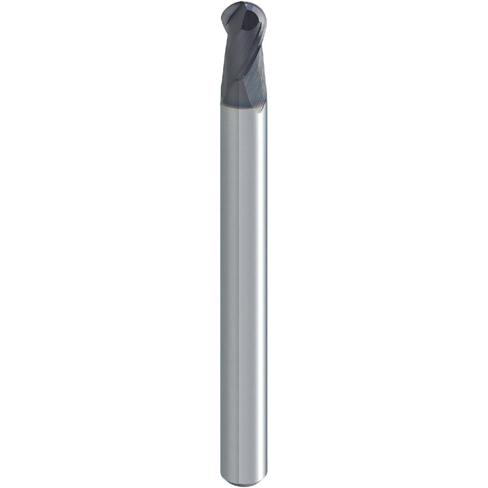 Ball End Mill: 1.60 mm Dia, 2.40 mm LOC, 2 Flute, Solid Carbide