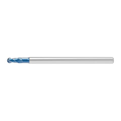 Ball End Mill: 4.00 mm Dia, 13.00 mm LOC, 2 Flute, Solid Carbide