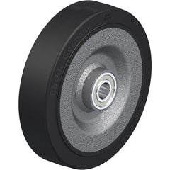 Rigid & Swivel Caster Wheel: Rubber, 8" Dia, 2" Wide