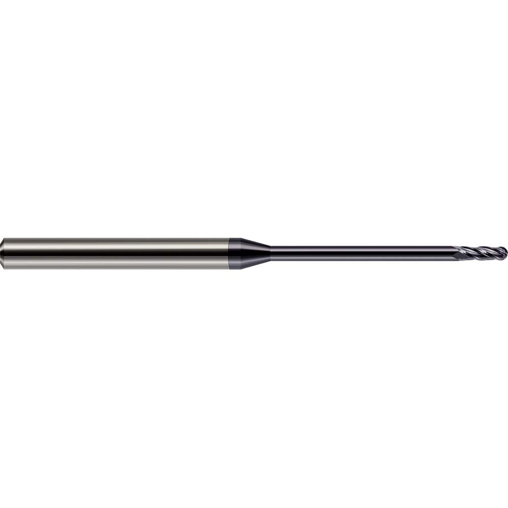 Ball End Mill: 0.50 mm Dia, 0.0600" LOC, 4 Flute, Solid Carbide