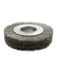 6″ Diameter × 1 3/8″ Width, Carbon Steel, 0.0104″ Crimped Bristle, Wheel Brush