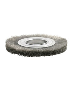 4″ Diameter × 3/8″ Width, Stainless Steel, 0.008″ Crimped Bristle, Wheel Brush
