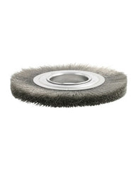8″ Diameter × 1/2″ Width, Stainless Steel, 0.014″ Crimped Bristle, Wheel Brush