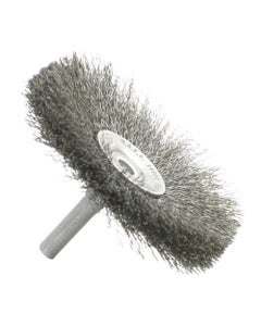 2 1/2″ Diameter × 0.312″ Width, Carbon Steel, 0.010″ Crimped Bristle, Wheel Brush