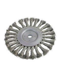6″ Diameter × 5/8″ Width, Carbon Steel, 0.0118″ Knotted Bristle, Wheel Brush