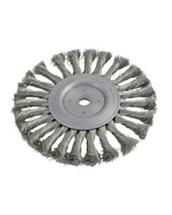 8″ Diameter × 3/4″ Width, Stainless Steel, 0.014″ Knotted Bristle, Wheel Brush
