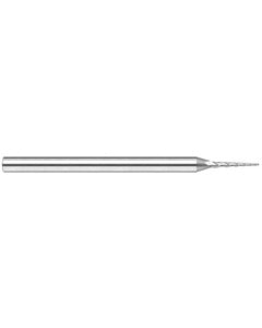 ‎1/64″ Dia. × 0.12″ LOC × 1/8″ Shank Size × 1-1/2″ OAL, 3 Flute, 15 Degrees Body Half Taper Angle, Carbide, Uncoated, Square, Tapered End Mill