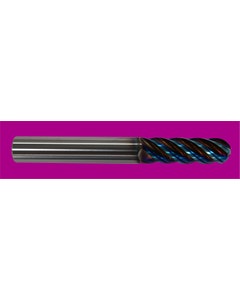 ‎L9709 - 3/16″ Dia. × 5/16″ LOC × 3/16″ Shank Dia. × 2″ OAL, 5 Flutes, Carbide, AlTiN Coating, Ball Nose End Mill