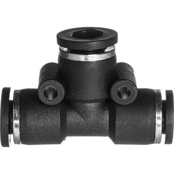 Value Collection - 1/2" OD, Nylon Push-to-Connect Union Tee - 150 Max psi, Black - Apex Tool & Supply